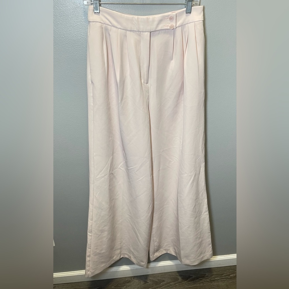 Express NWOT Women's Pink Wide Leg High Rise Pleated Trouser Pants Size 8
